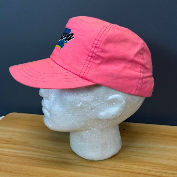 Vintage Iowa Hat Pink Cap USA Made Union Tag Embroidered State Map Retro - Picture 4 of 8